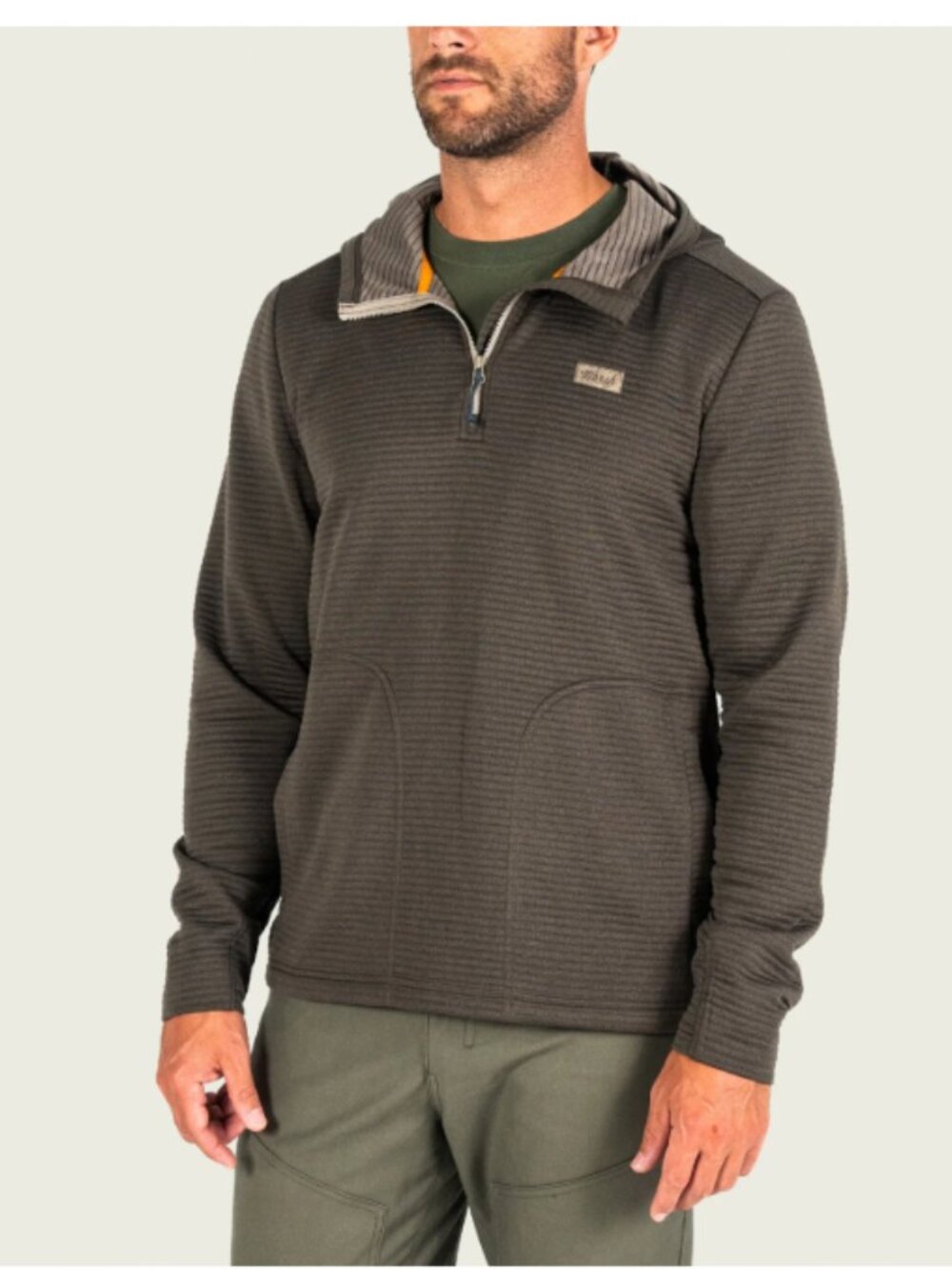 Marsh Wear Sullivan Hoodie Mens Large Green Striped 1/4 Zip Knit Pullover
